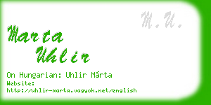 marta uhlir business card